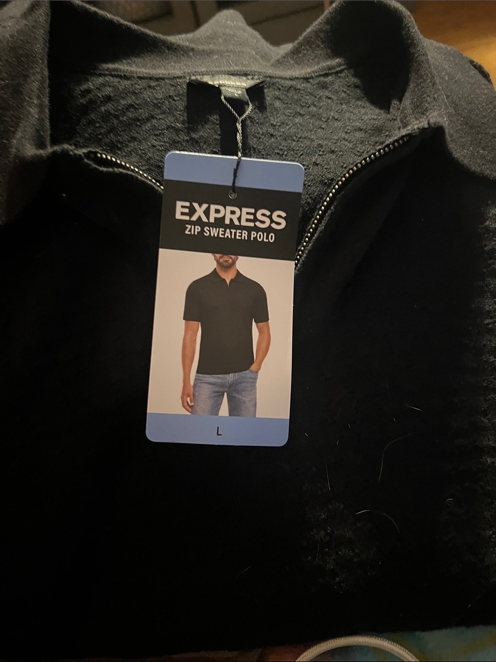 Express Men’s Black V-Neck Zip Sweater Polo